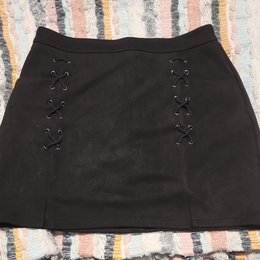 Black Lace-Up Women's Skirt